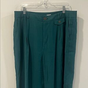 Women’s Teal Green Pleated Pants Business Office